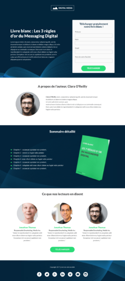 Template landing page - livre blanc pour Plezi